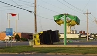 Tornado damage near a Fresenius dialysis clinic.